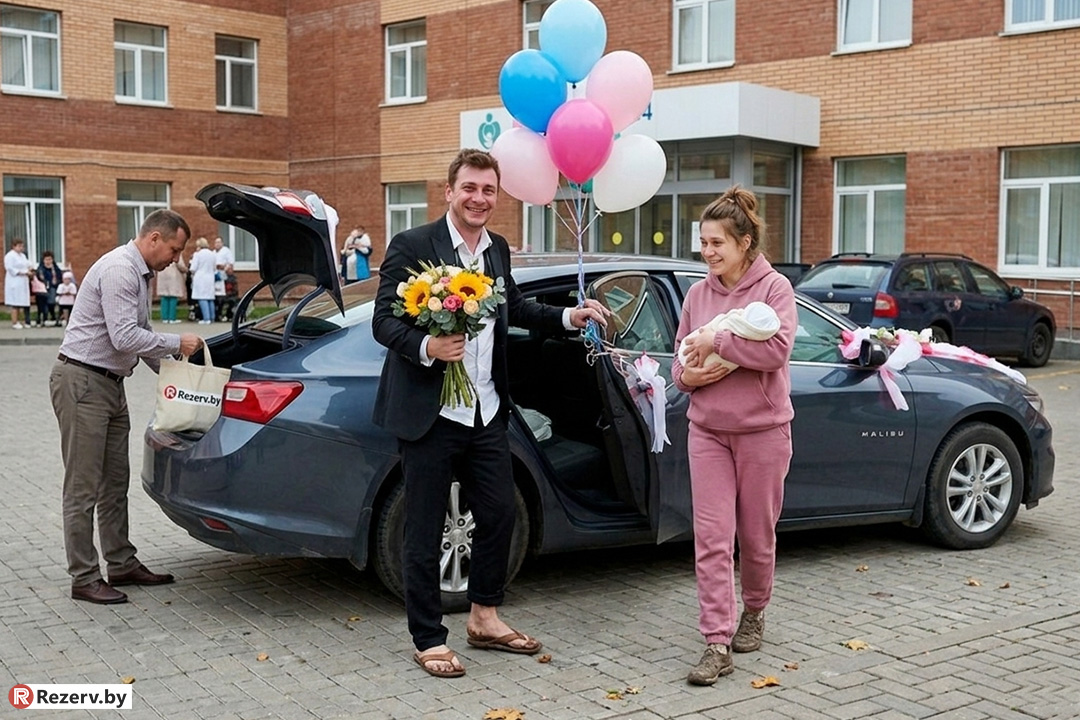 серия снимков встречи девушки и жены из роддома