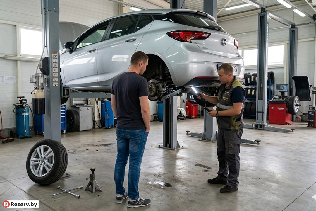 автомобиль находится на сто на подъемнике